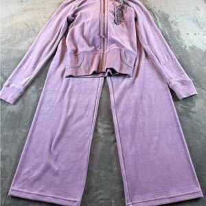 Juicy Couture Womens Velour 2 Piece Tracksuit Lavender Top S Pants M Vintage Y2K